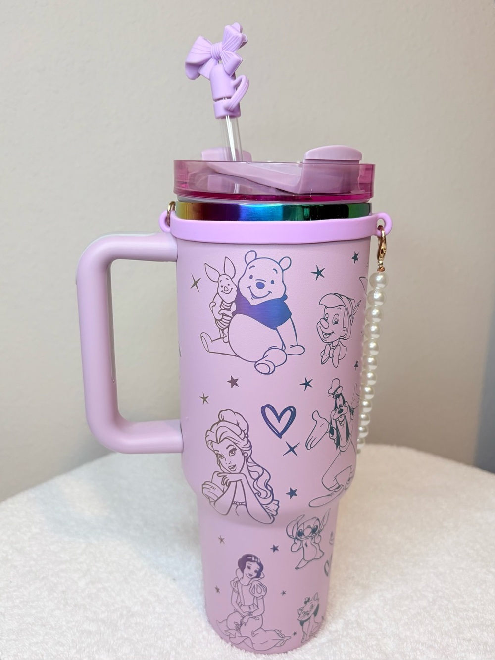 Stanley x Disney 40oz Castle Tumbler with Pearl Strap and Bow Straw - Picture 2 of 8